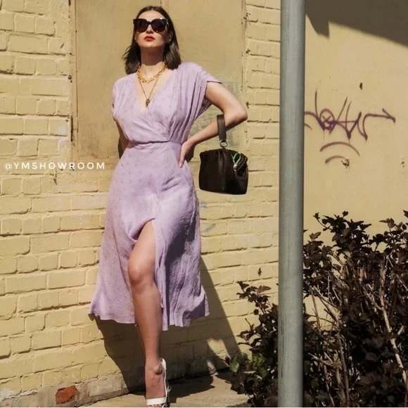ZARA Textured Weave Midi Dress Lilac